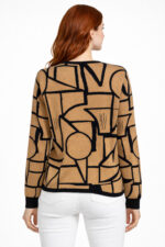 Camel Siyah Geometrik Desenli Modern Kazak - Görsel 2
