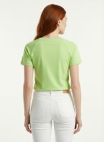 Kadın V Yaka Yeşil Basic T-Shirt - Görsel 2
