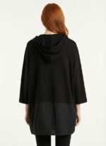 Kadın Oversize Siyah Kapüşonlu Rahat Sweatshirt - Görsel 2