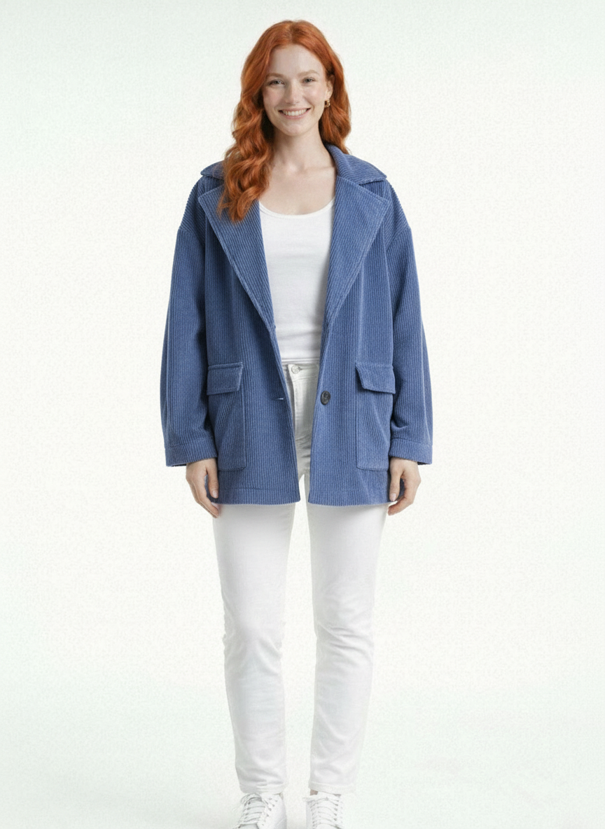 5f8fadb1-7814-42ff-b130-b49ae32c4578-2.png Kadın Mavi Oversize Triko Ceket - Görsel 1