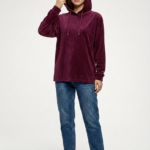 Kadın Bordo Kapüşonlu Sweatshirt