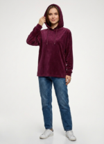 Kadın Bordo Kapüşonlu Sweatshirt