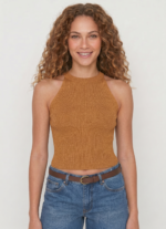 Kadın Fitilli Halter Yaka Crop Bluz - Görsel 4