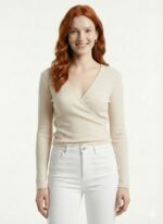 Kadın V Yaka Slim Fit Triko Bluz