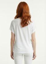 Beyaz Kadın Regular Fit Yuvarlak Yaka Kısa Kollu Basic Pamuklu Tişört - Görsel 2