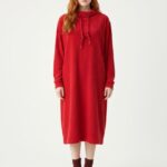 Kadın Oversize Kadife Kırmızı Elbise