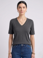 Kadın V Yaka Kısa Kollu Basic T-Shirt