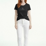 Kadın Siyah Basic & Baskılı Yuvarlak Yaka T-Shirt
