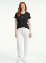 Kadın Siyah Basic & Baskılı Yuvarlak Yaka T-Shirt