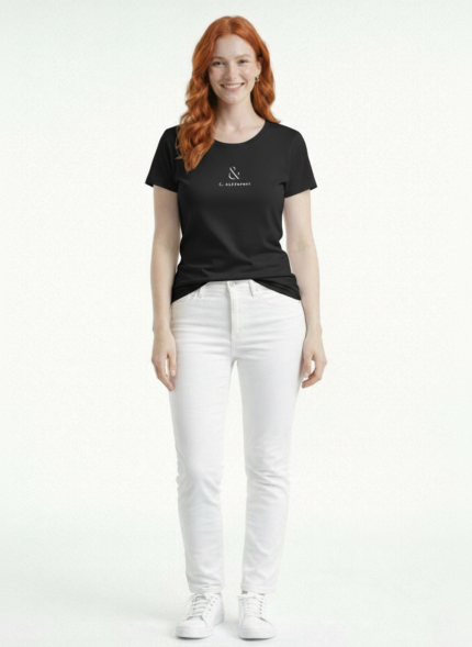 Kadın Siyah Basic & Baskılı Yuvarlak Yaka T-Shirt