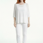Kadın Relaxed Fit Beyaz Triko Bluz