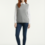 Kadın Gri Basic Fit Triko Süveter