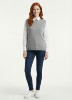 Kadın Gri Basic Fit Triko Süveter