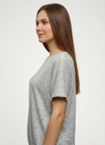 Kadın Relaxed Fit Gri Kısa Kollu T-shirt - Görsel 3