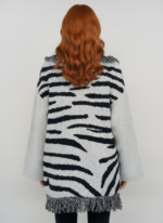 Kadın Triko Salaş Zebra Desenli Hırka - Görsel 2