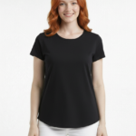 Kadın Siyah Basic Yuvarlak Yaka T-Shirt