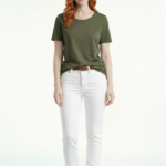 Kadın Kısa Kollu Haki Basic T-Shirt