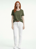 Kadın Kısa Kollu Haki Basic T-Shirt