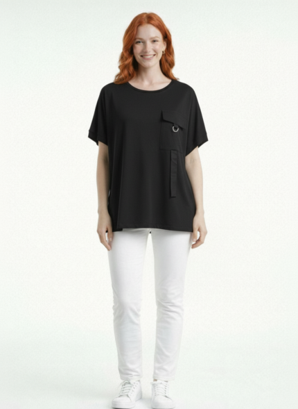 Kadın Rahat Siyah Oversize Bluz