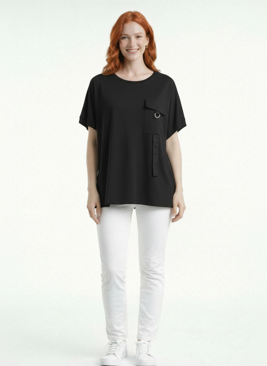 82184c18c5ec4a05a0d42a70c653ac9d-5.png Kadın Rahat Siyah Oversize Bluz - Görsel 1