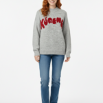 Kadın Gri Triko Oversize Kazak