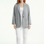 Kadın Oversize Relaxed Fit Cep Detaylı Gri Ceket