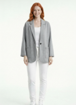 Kadın Oversize Relaxed Fit Cep Detaylı Gri Ceket