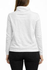 Beyaz Dik Yaka Uzun Kollu Sweatshirt - Görsel 2