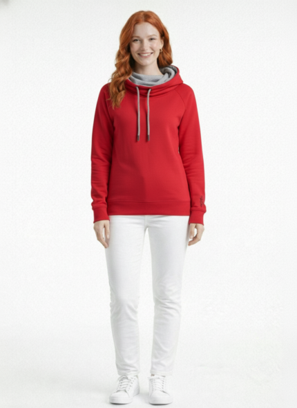 Kadın Kapüşonlu Kırmızı Sweatshirt