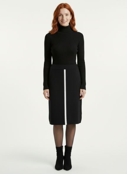 Kadın Siyah Slim Fit Triko Boğazlı Kazak