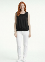 Kadın Kolsuz Slim Fit Triko Bluz