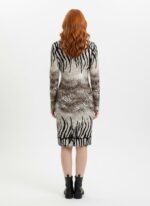 Kadın Zebra Desenli Viskoz Uzun Kollu Slim Fit Elbise - Görsel 2