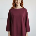 Kadın Bordo Regular Kesim Uzun Kollu Bluz