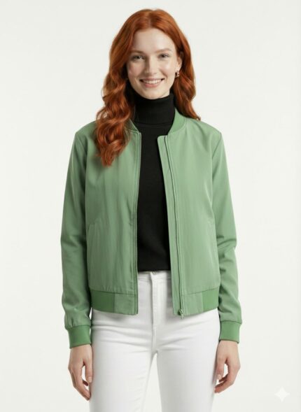 Kadın Yeşil Basic Bomber Ceket