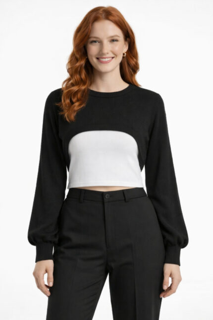 Dekolteli Crop Bolero Triko