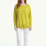 Kadın Rahat Fit Sarı Uzun Kollu Basic Bluz