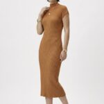 Modern Fit Sıfır Kol Yarım Balıkçı Yaka Triko Elbise