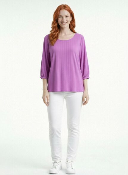 Kadın Rahat Kesim Triko Bluz - Pembe - 46, Pembe