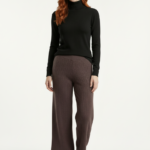 Kahverengi Triko Kadın Wide Leg Pantolon