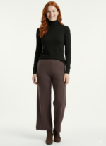 Kahverengi Triko Kadın Wide Leg Pantolon