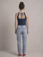 Kadın Triko Örme Halter Yaka Crop Bluz - Görsel 3