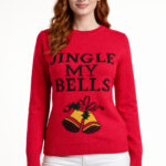Kırmızı Jingle Bells Yazılı Yılbaşı Kazağı