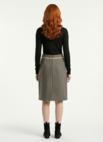 Kadın Slim Fit Herringbone Diz Boyu Etek - Görsel 2