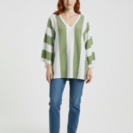 Kadın Oversize V Yaka Triko Bluz