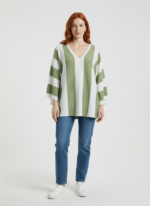 Kadın Oversize V Yaka Triko Bluz