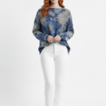 Kadın Triko Desenli Oversize Kazak