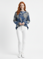 Kadın Triko Desenli Oversize Kazak