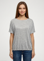 Kadın Relaxed Fit Gri Kısa Kollu T-shirt
