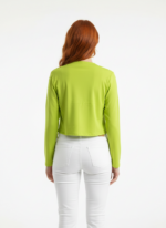 Kadın Crop Fit Açık Yeşil Uzun Kollu Hırka - Görsel 2