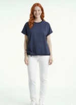 Kadın Lacivert Relaxed Oversize Tişört
